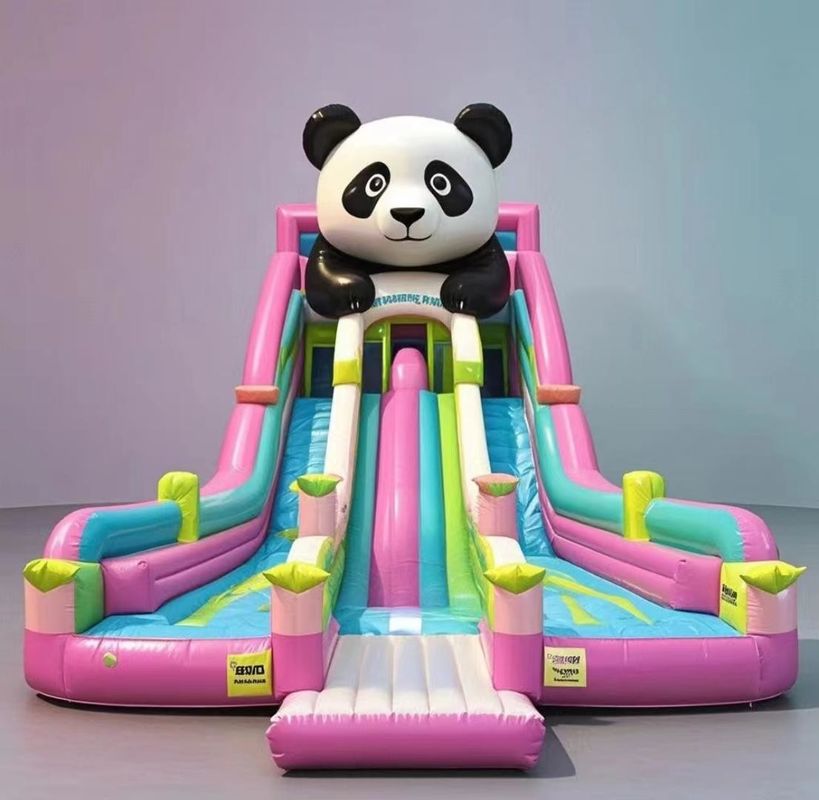 Animal Panda castillo inflable tobogán de agua casa de rebote colorido castillo de salto en el interior castillo comercial de salto