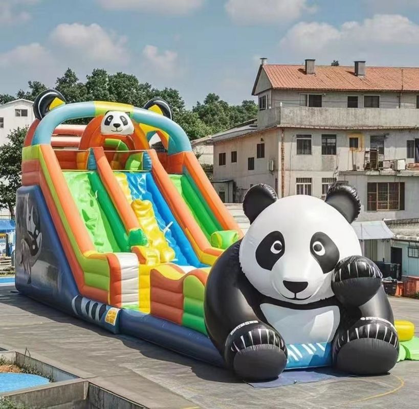 Animal Panda castillo inflable tobogán de agua casa de rebote colorido castillo de salto en el interior castillo comercial de salto