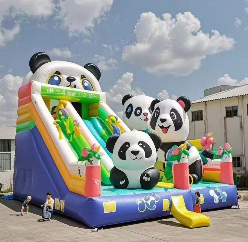 Animal Panda castillo inflable tobogán de agua casa de rebote colorido castillo de salto en el interior castillo comercial de salto