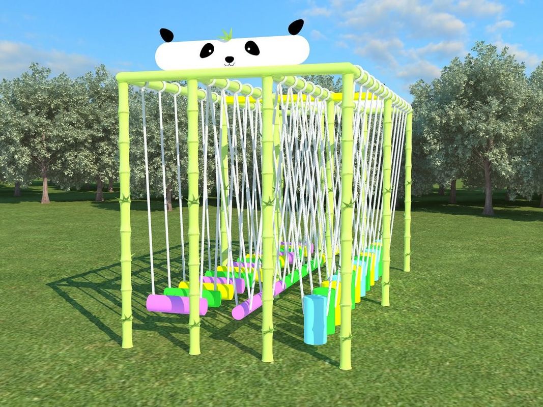Conjunto de juegos de jardín verde en forma de panda para niños silla de oscilación al aire libre de 230 cm