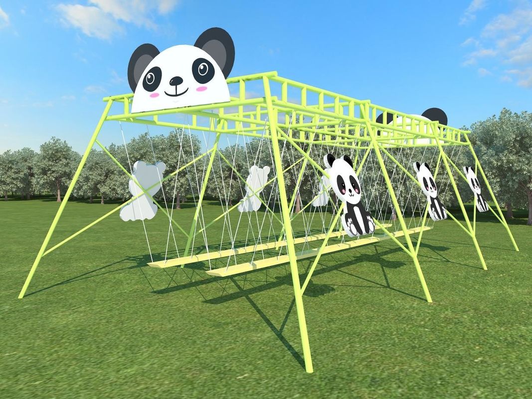Conjunto de juegos de jardín verde en forma de panda para niños silla de oscilación al aire libre de 230 cm